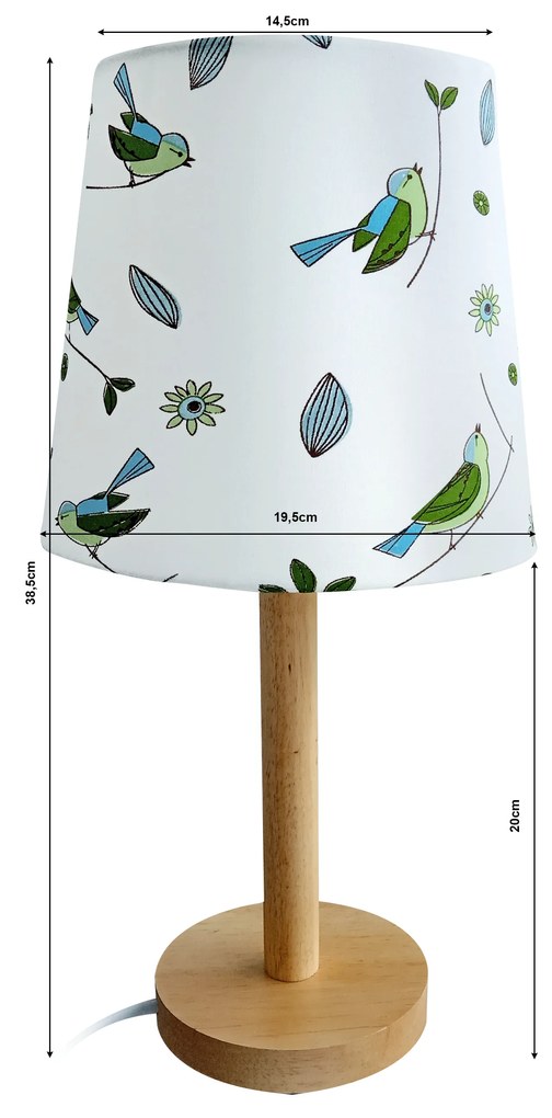 Béžová stolná lampa so vzorom vtákov QENNY TYP 7