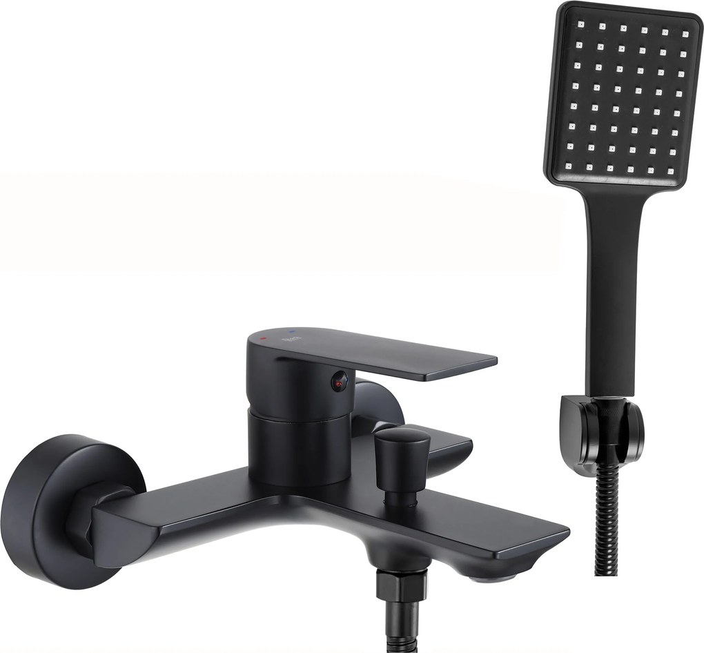 Rea Urban, vaňová batéria s bodovou ručnou sprchovou sadou, čierna, REA-B9910