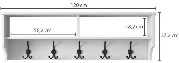 Nástenný vešiak RANI 120x37,2 cm biela