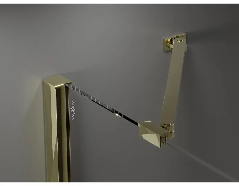Mexen Velar Duo, posuvné sprchové dvere do otvoru 150 cm, 8mm sklo námraza, zlatá lesklá, 871-150-000-32-50