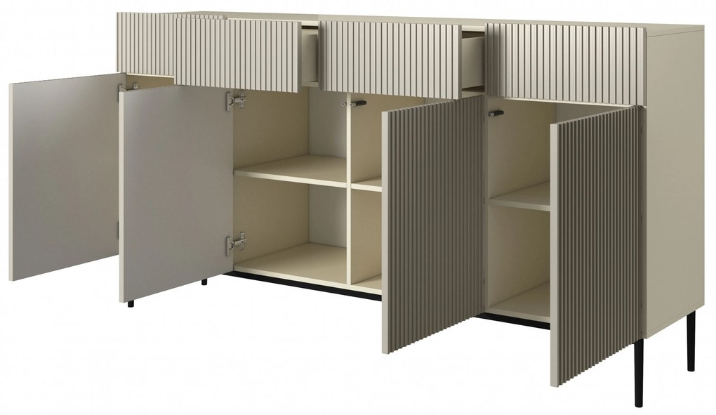 Komoda so zásuvkami Nicole 200 cm - kašmír / čierne nohy