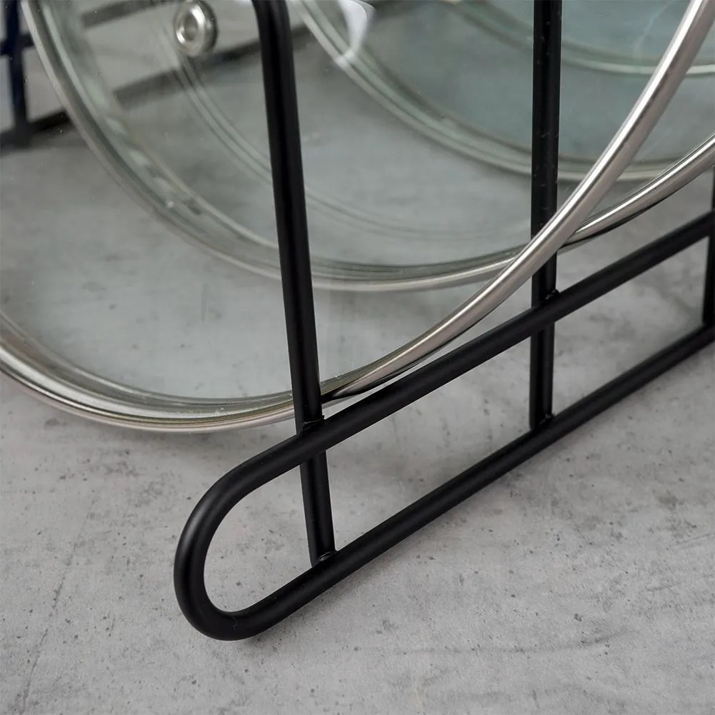 VILDE Držiak, stojan na pokrievky do zásuvky - 6 pozícií, viac veľkostí, čierny