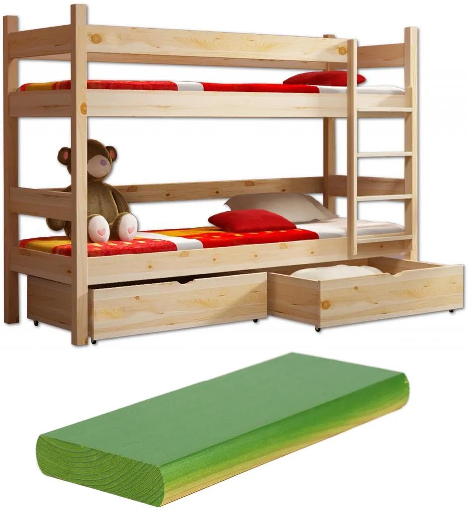 FA Dvojposchodová postel z masívu Paula 2 200x90 Farba: Zelená (+44 Eur), Variant bariéra: Bez bariéry, Variant rošt: S roštami