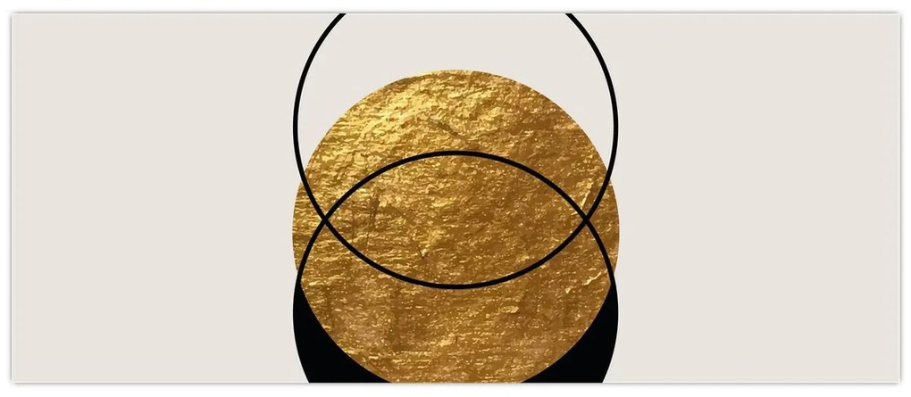 Obraz - Abstrakcia zlatá a biela N⁰2 (120x50 cm)