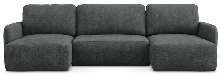 Tmavosivá ženilková rozkladacia/s úložným priestorom rohová pohovka (do tvaru "U") Lilo – Makamii