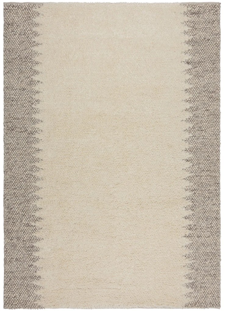Flair Rugs, Ručne tkaný kusový koberec Minerals Border Natural, 160x230, béžová, chodba / predsieň