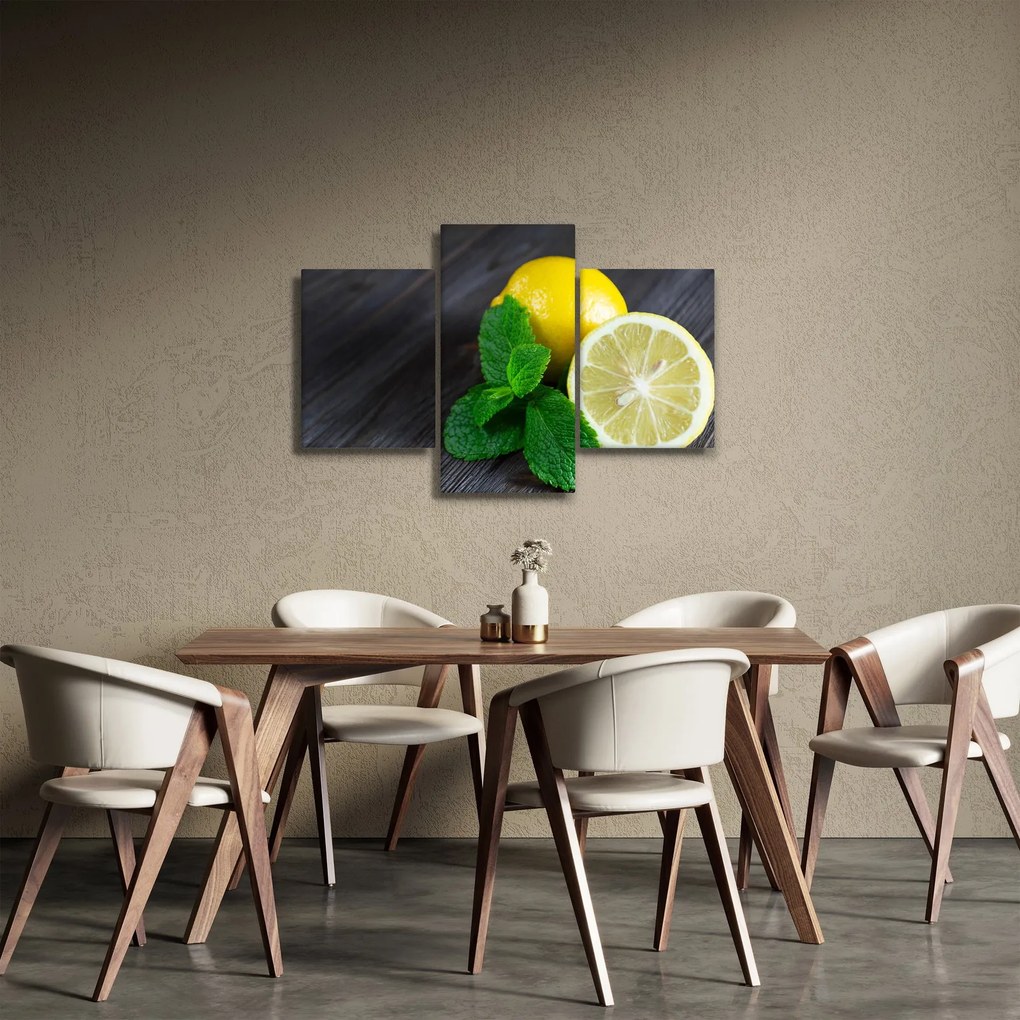 Obraz citrónov a mäty na stole (90x60 cm)