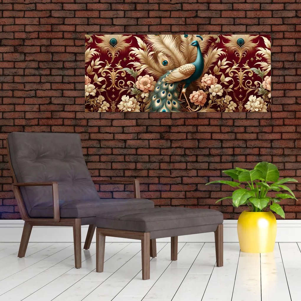 Obraz – Elegantný páv (120x50 cm)