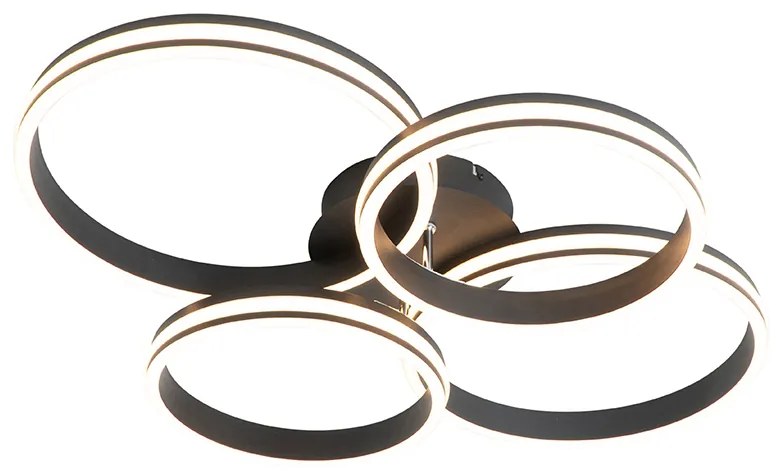 Stropné svietidlo čierne vrátane LED 3-stupňový stmievač 4-svetlo - Navara