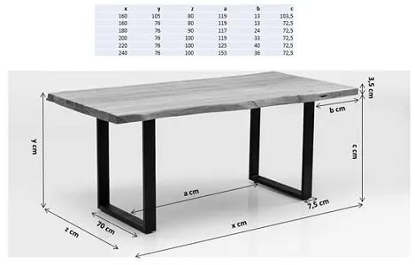 Symphony stôl akáciový hnedý/ tmavá oceľ 180x90