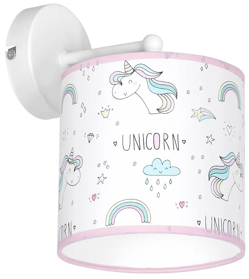 Detské nástenné svietidlo Unicorn, 1x plastové tienidlo so vzorom, w