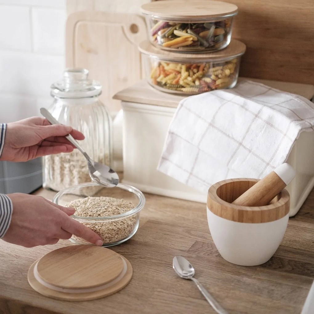 Florina Sklenená dóza s bambusovým vekom Clavato, 640 ml, L