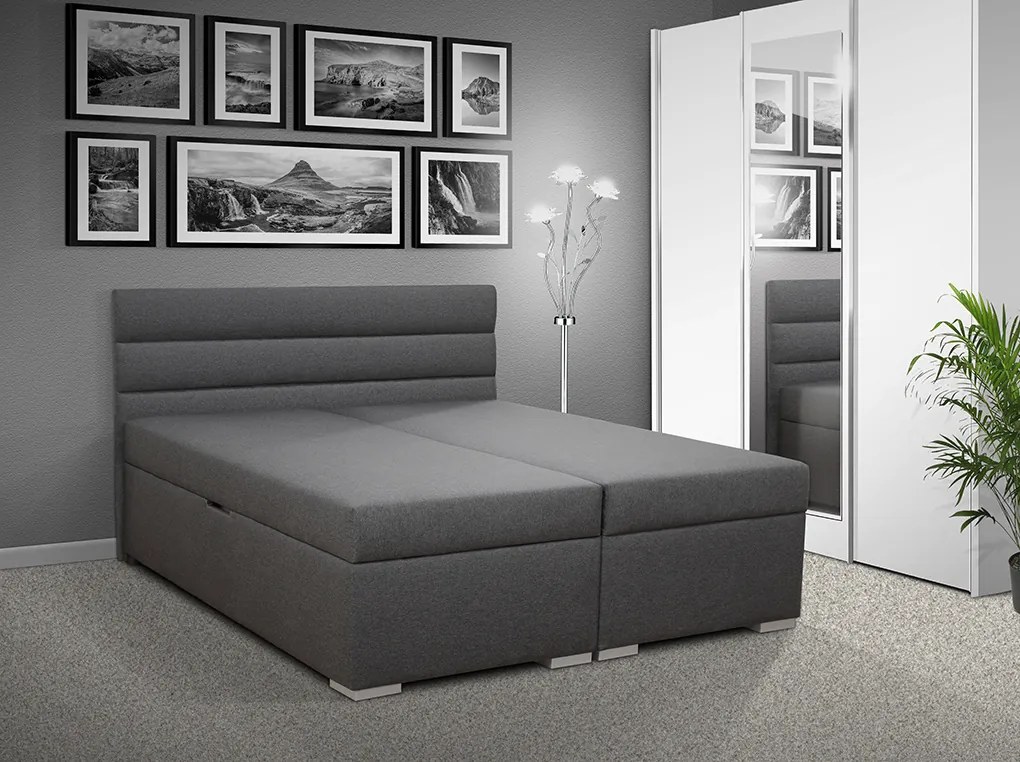 Čalúnená posteľ s úložným priestorom Bolero 180 Typ farebného prevedenia: Savana hnedá 25, Typ čela: A