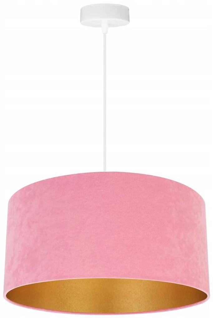 Závesné svietidlo MEDIOLAN, 1x ružové/zlaté textilné tienidlo, (výber z 2 farieb konštrukcie), (fi 40cm)