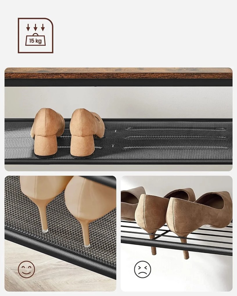 Predsieňový vešiak s botníkom a zrkadlom Vasagle Pagas hnedý/čierny