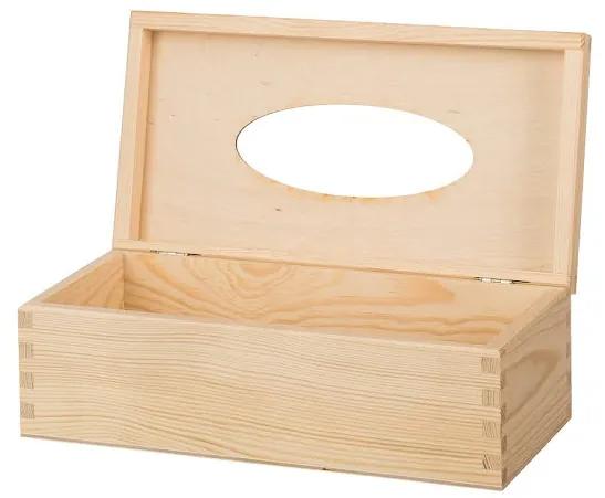 ČistéDrevo Drevená krabička na vreckovky s pántami