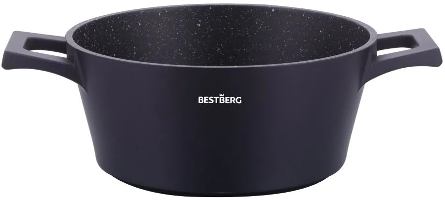bestBerg BBN-1014BK 14-dielna prémiová súprava riadu s nepriľnavým mramorovým povrchom / čierna