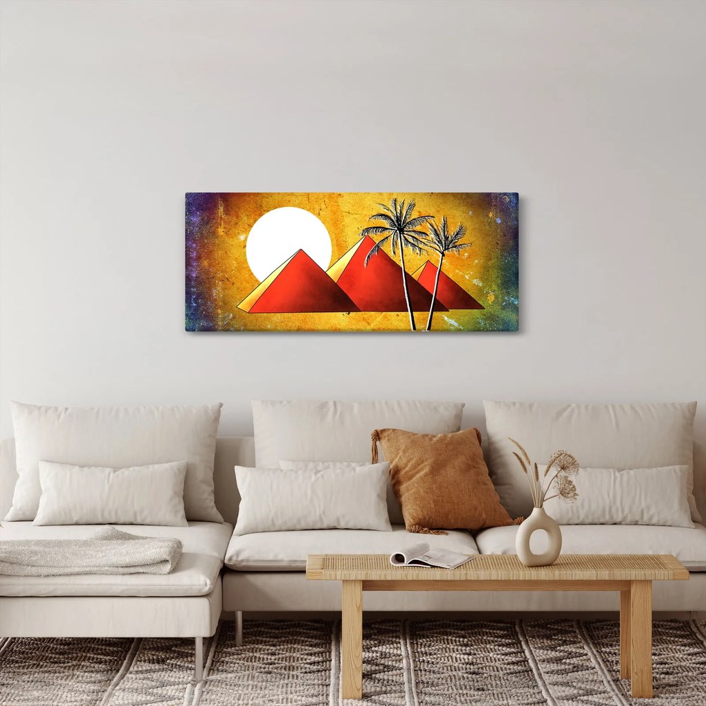 Obraz maľovaných egyptských pyramíd (120x50 cm)
