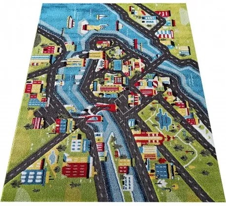 Senzorický detský koberec s motívom mesta Šírka: 100 cm | Dĺžka: 150 cm
