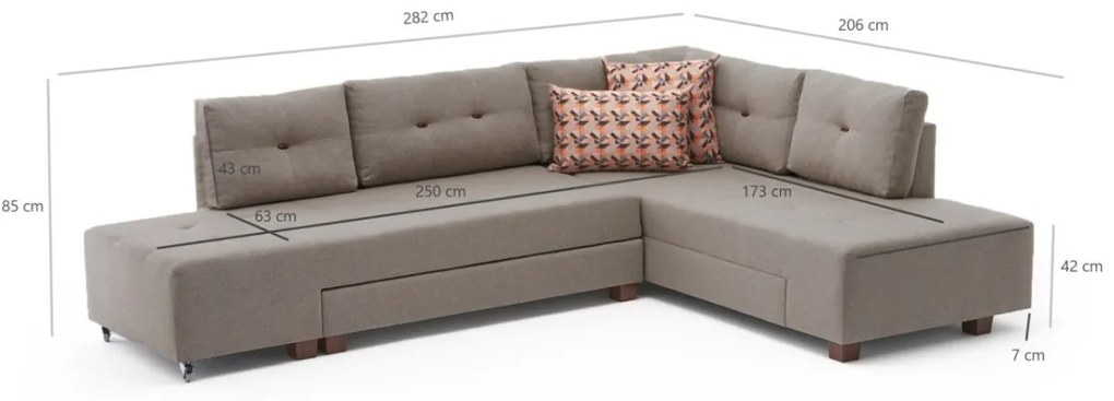 Rohová rozkladacia pohovka Manama krémová pravá