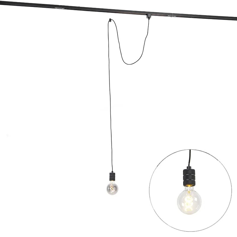 Závesná lampa čierna pre 1-fázový koľajnicový systém - Iconic Cavalux