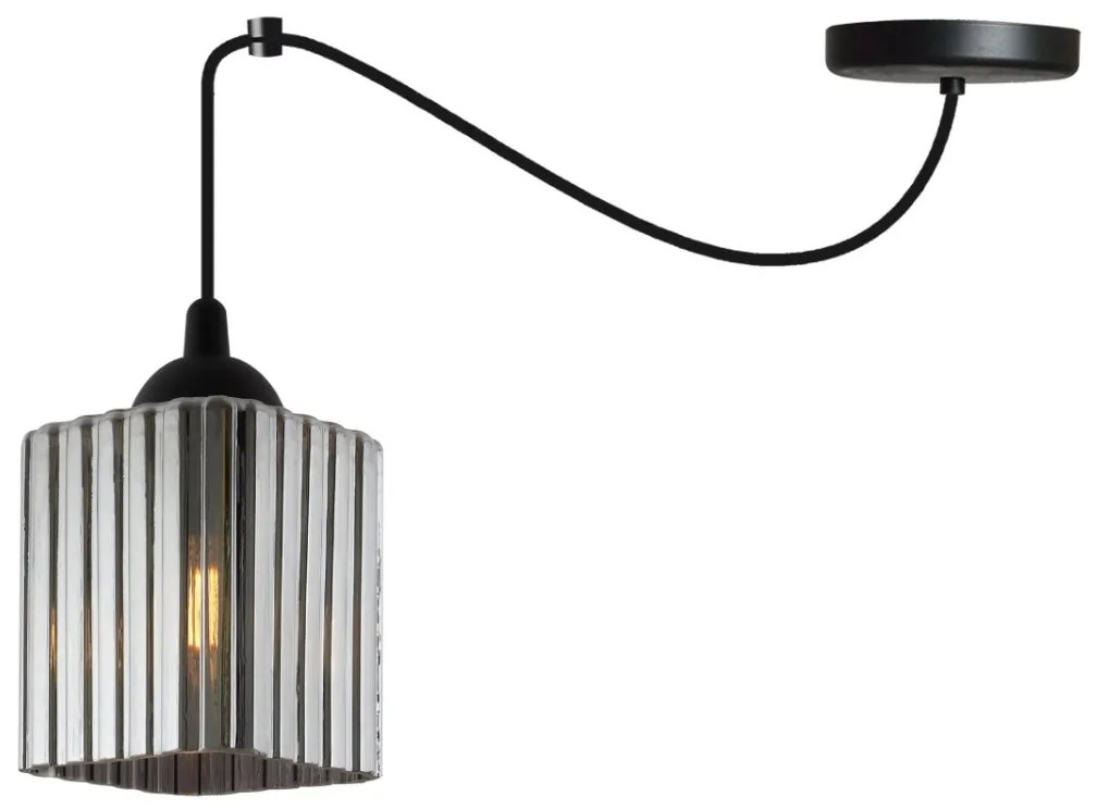 Závesné svietidlo Riffle Square Spider, 1x grafitové sklenené tienidlo, b