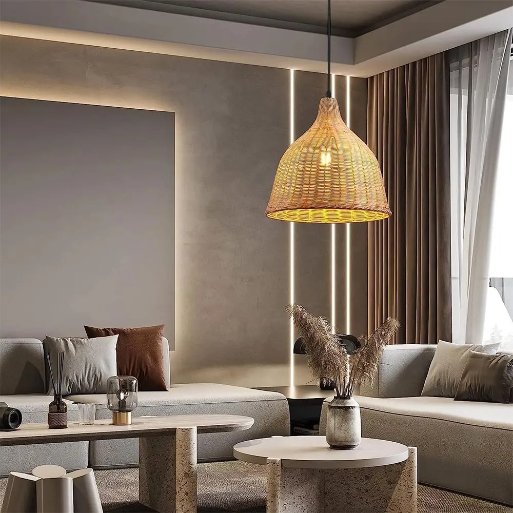 Toolight Natural, stropné závesné svietidlo 1xE27 APP1647-1CP, prírodná hnedá, OSW-05115