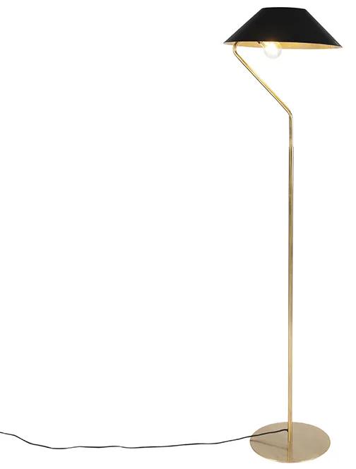 Stojaca lampa v štýle art deco zlatá s čiernym odtieňom - Knick