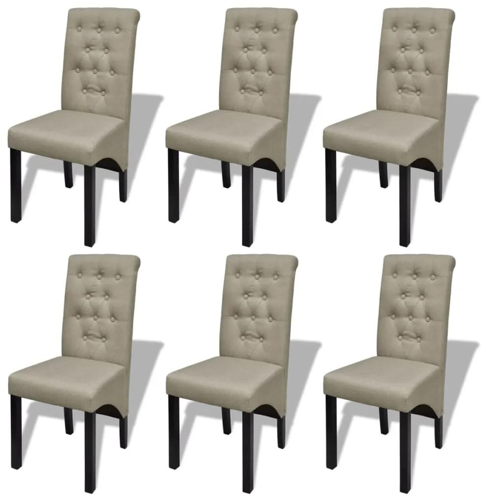 vidaXL Jedálenské stoličky 6 ks, béžové, látka