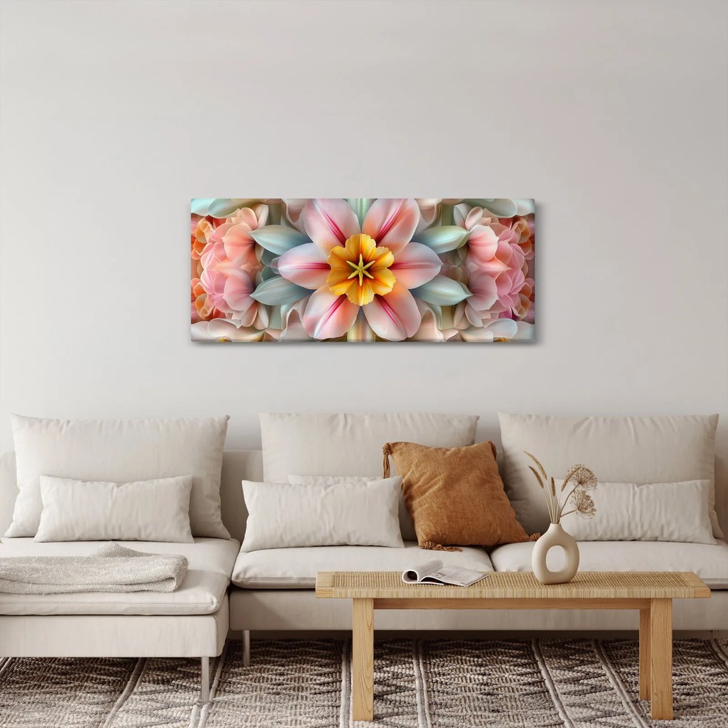Obraz - Kaleidoskopický kvet (120x50 cm)