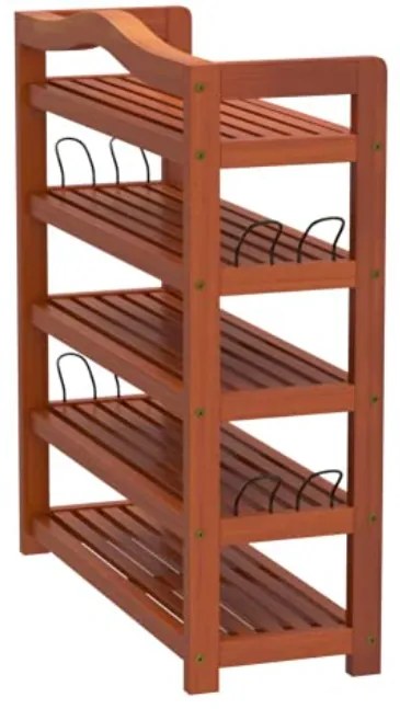 Casaria Regál na topánky RUSTIC, 5políc, 75x26x82cm, prírodná hnedá