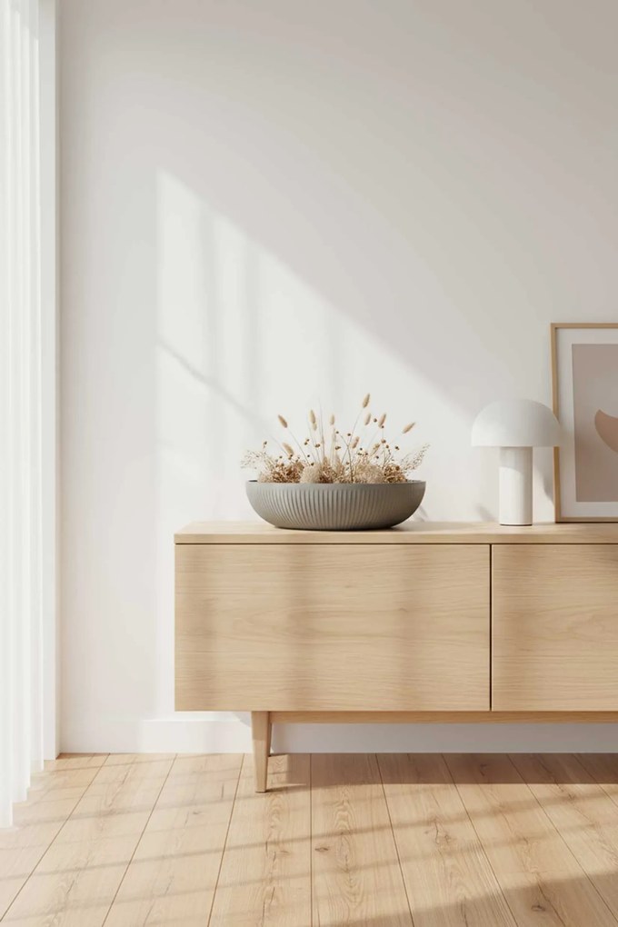 Okrasná miska PLANA, sklolaminát, priemer 34 cm, sivá