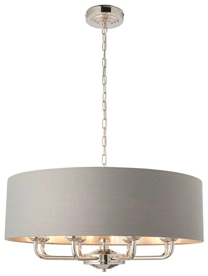 Endon 94415 - Luster na reťazi HIGHCLERE 8xE14/40W/230V šedá/lesklý chróm