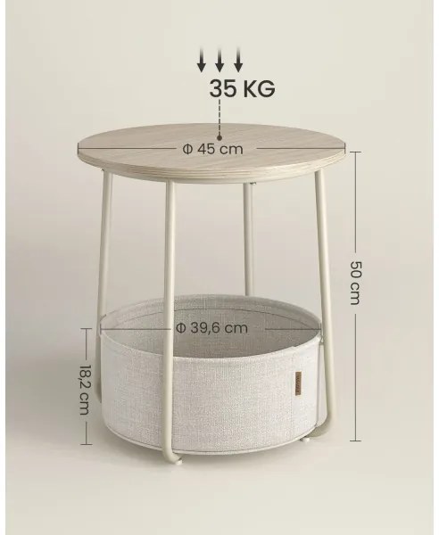 Odkladací stolík NOIRA krémovo-biely