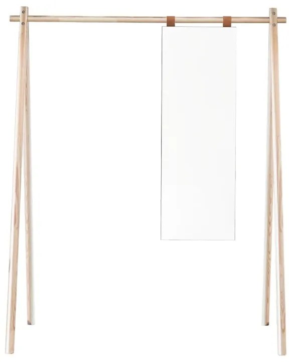 Vešiak z borovicového dreva so zrkadlom Karup Design Hongi Natural