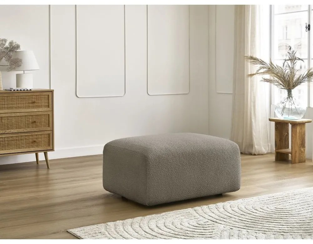 Sivohnedá podnožka z textílie bouclé Tina – Bobochic Paris