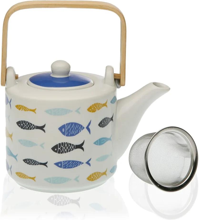 Porcelánová kanvička so sitkom na čaj Versa Blue Bay