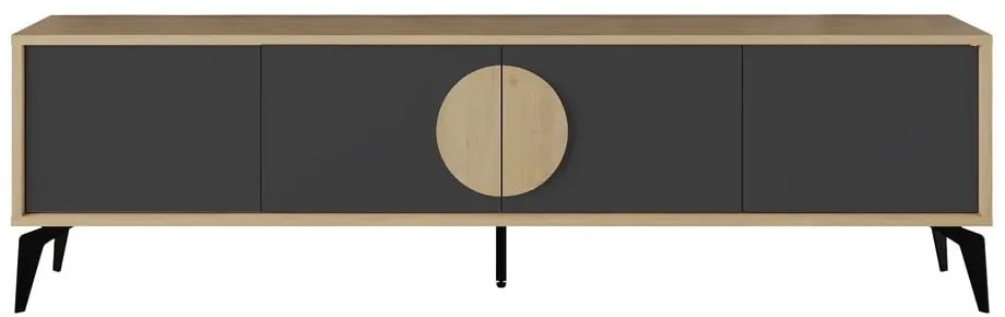 TV stolík v dekore duba v čierno-prírodnej farbe 180x51 cm Vae – Marckeric