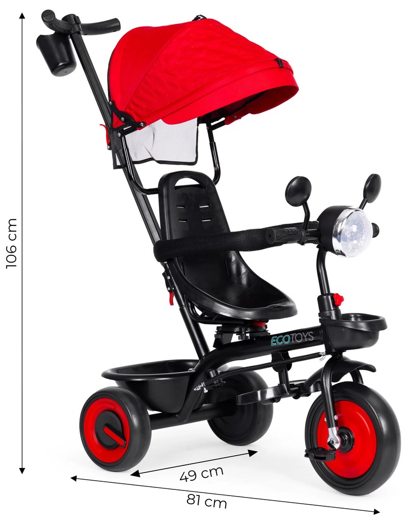 ECOTOYS Detská trojkolka 3v1, Red