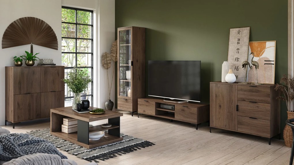 Komoda LANA 02 Elegantný orech -STOJACA KOMODA 4-DVEROVÁ