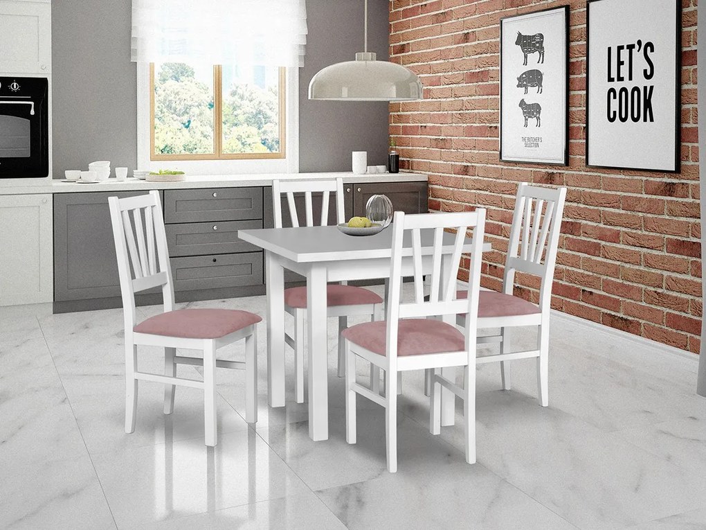 Rozkladací stôl so 4 stoličkami - AL26, Morenie: biela - L, Poťahové látky: 25x - Paros 2 Mirjan24 5902928074895