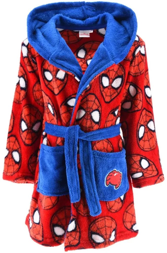 Detský flísový župan s modrou kapucňou Spiderman, EU 128