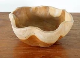 Stredná Hladká Miska na Ovocie z Teakového Dreva - 21x9cm