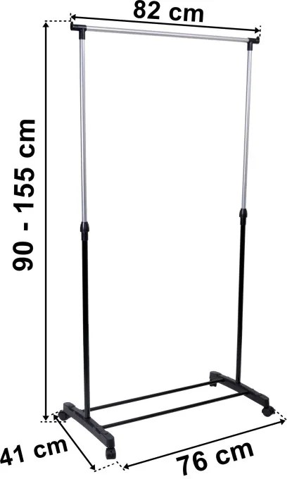 Vešiakový stojan na kolieskach ELA čierny