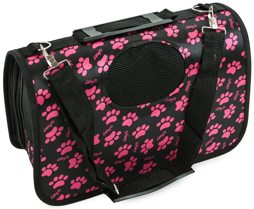 Transportná taška pre psa/mačku FURGO XL, čierno-ružová