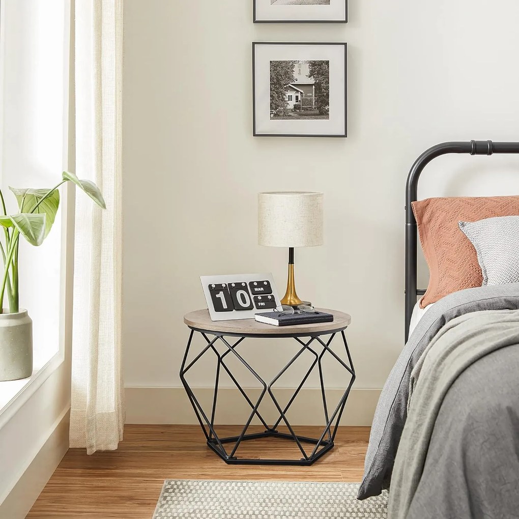 Okrúhly konferenčný stolík s oceľovým rámom, sada 2 ks, greige sivá a čierna farba