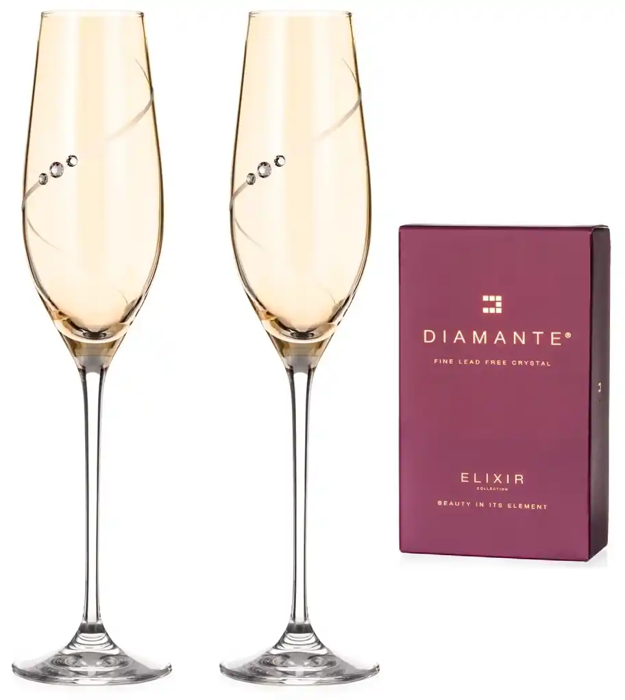 Diamante poháre na šampanské Silhouette City Amber s kamínky Swarovski  210ml 2KS | Biano