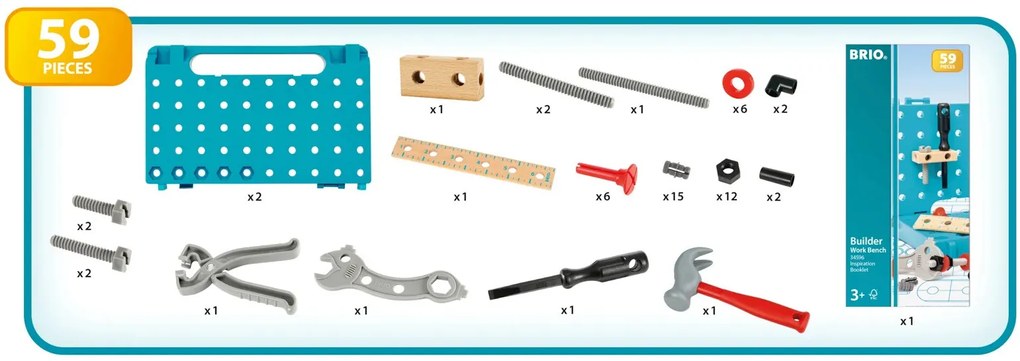 Brio Builder - pracovný stôl s náradím - 59 ks