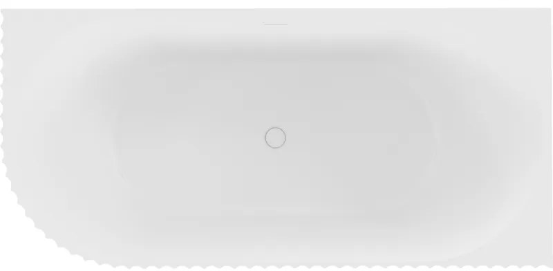 Mexen Gia, voľne stojaca rohová vaňa, drážkovaná, pravá, 170 x 80 cm, biela matná, biely prepad, 52701708001P-20