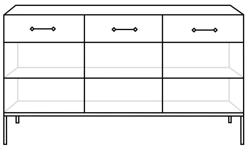 Komoda SOVA 2, 104x83x39, sivá